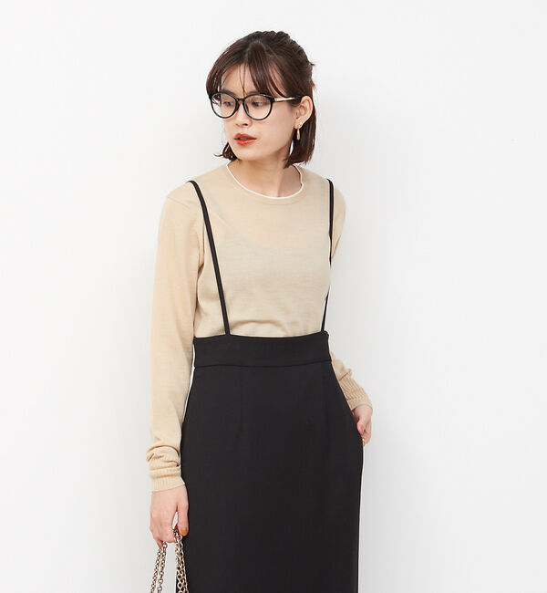 Rouge vif「カラーラインハイゲージニット」|ニット・セーター|ベージュ