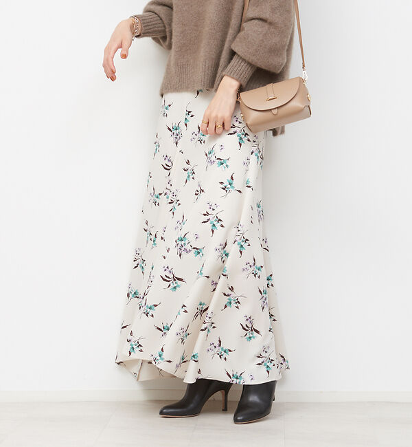 Rouge vif「フラワープリントスカート」|スカート|アイボリー