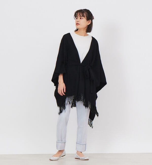 Rouge vif「TICCA フリンジポンチョストール」|ニット・セーター|