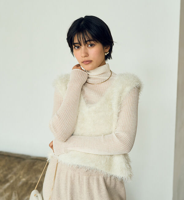 Rouge vif「バンビーウールシアーリブハイネックニット」|ニット・セーター|