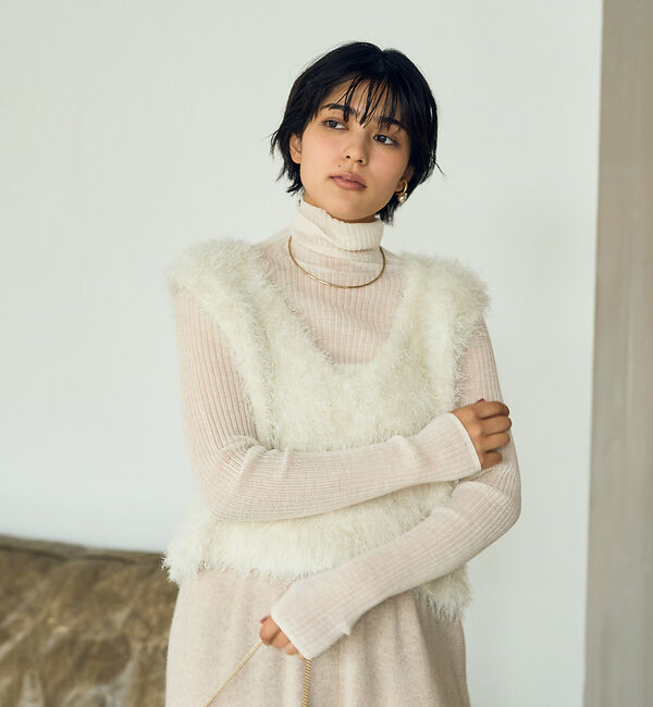 Rouge vif「バンビーウールシアーリブハイネックニット」|ニット・セーター|