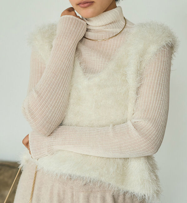 Rouge vif「バンビーウールシアーリブハイネックニット」|ニット・セーター|