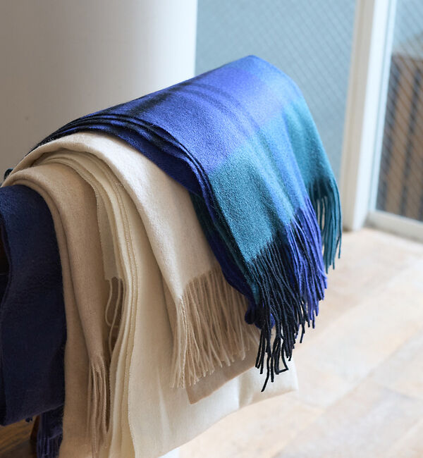 Rouge vif「カシミヤ　大判チェックストール」|マフラー|グリーン