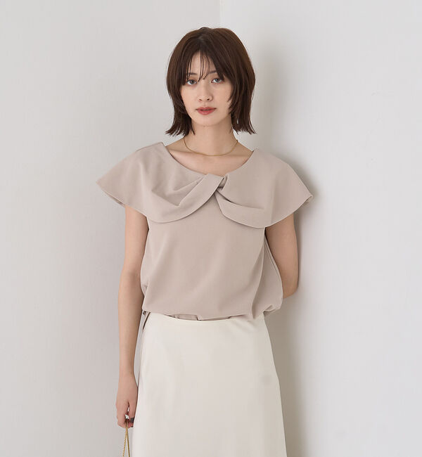 Rouge vif「【一部店舗限定】【洗濯機OK】フロントツイストカットソーブラウス」|Tシャツ・カットソー|