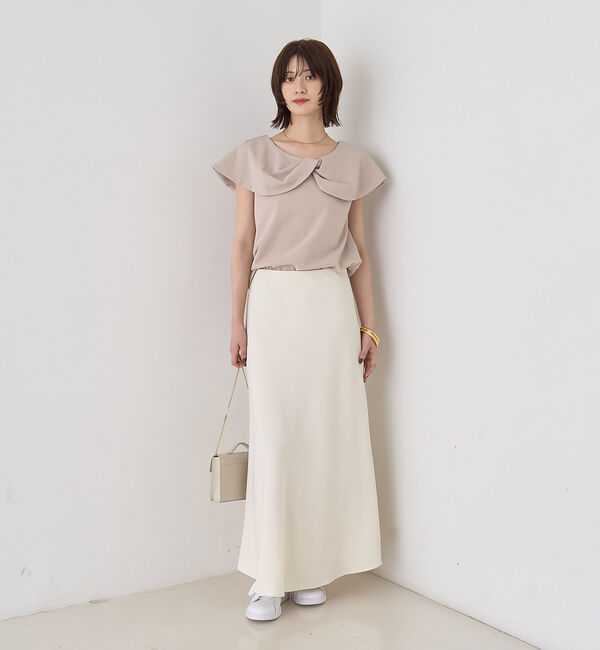 Rouge vif「【一部店舗限定】【洗濯機OK】フロントツイストカットソーブラウス」|Tシャツ・カットソー|