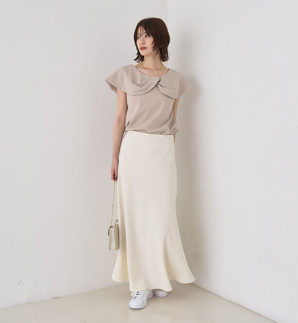 Rouge vif「【一部店舗限定】【洗濯機OK】フロントツイストカットソーブラウス」|Tシャツ・カットソー|