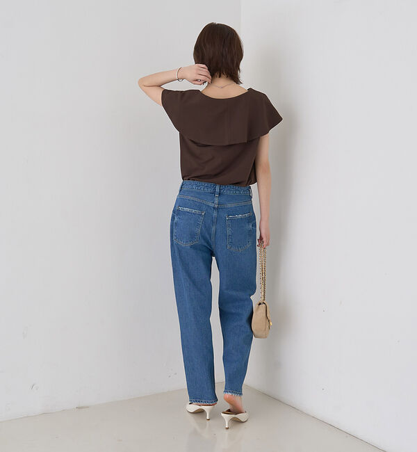 Rouge vif「【一部店舗限定】【洗濯機OK】フロントツイストカットソーブラウス」|Tシャツ・カットソー|