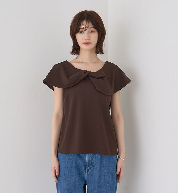 Rouge vif「【一部店舗限定】【洗濯機OK】フロントツイストカットソーブラウス」|Tシャツ・カットソー|