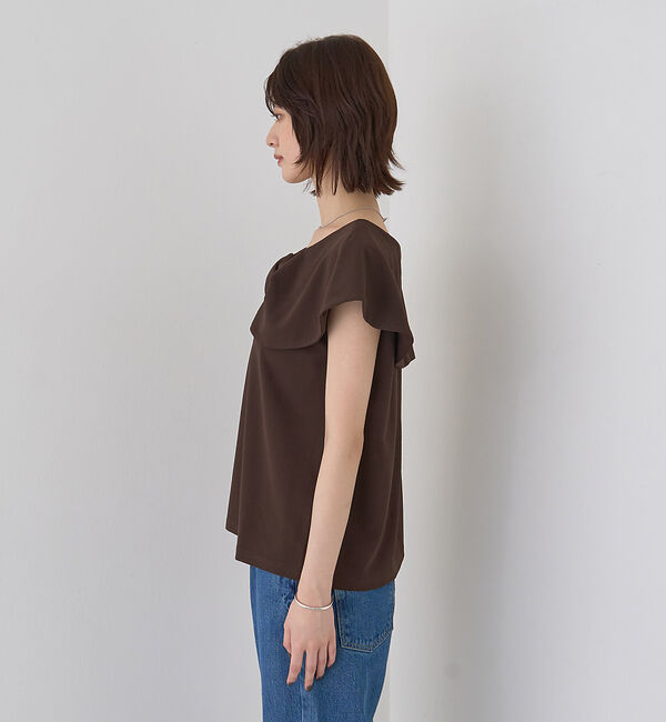 Rouge vif「【一部店舗限定】【洗濯機OK】フロントツイストカットソーブラウス」|Tシャツ・カットソー|