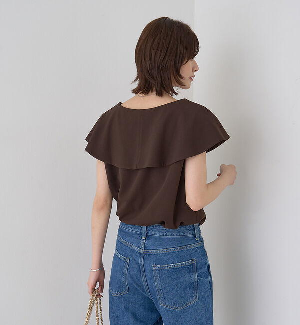 Rouge vif「【一部店舗限定】【洗濯機OK】フロントツイストカットソーブラウス」|Tシャツ・カットソー|