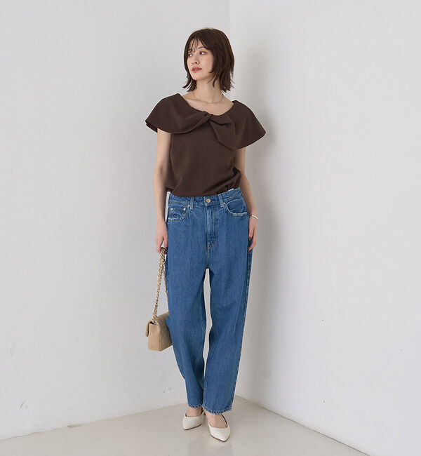 Rouge vif「【一部店舗限定】【洗濯機OK】フロントツイストカットソーブラウス」|Tシャツ・カットソー|