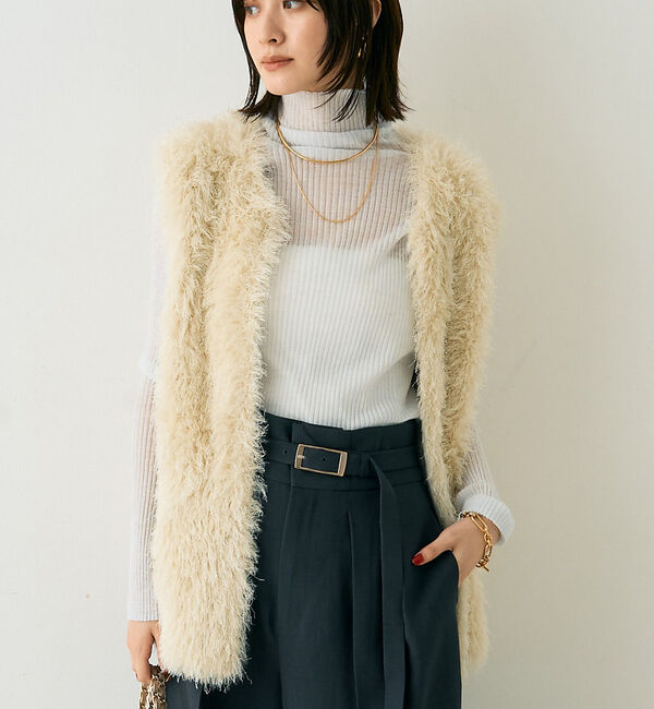 Rouge vif「フェザーニットジレベスト」|ニット・セーター|アイボリー