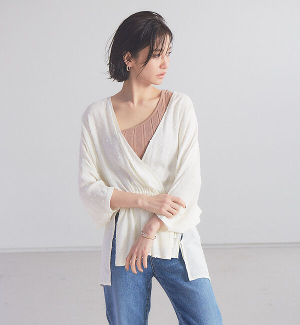 qualite「【WEB限定】ドビーカシュクールブラウス」|シャツ・ブラウス|ブラック