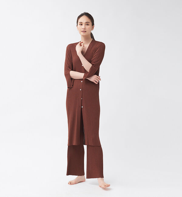 qualite「【WEB・一部店舗限定】《セットアップ対応》リブニットロングカーディガン」|カーディガン|