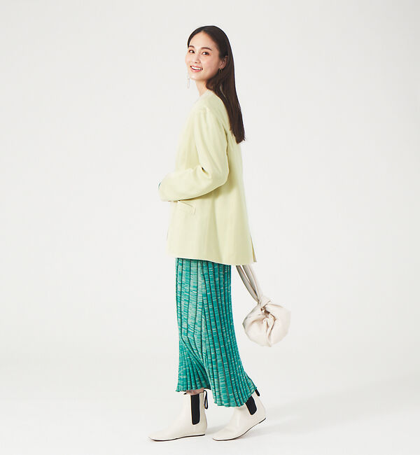 qualite「フィブリルサテンカーデジャケット」|ノーカラージャケット|