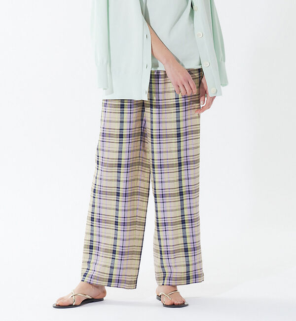 qualite「《セットアップ対応》レーヨンリネンチェックパンツ」|その他|チェック
