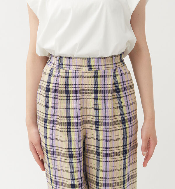 qualite「《セットアップ対応》レーヨンリネンチェックパンツ」|その他|