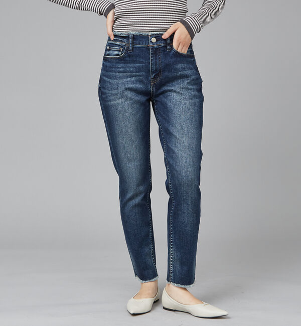 qualite「【Healthy denim】ミッドライズテーパード」|デニム|ブルー