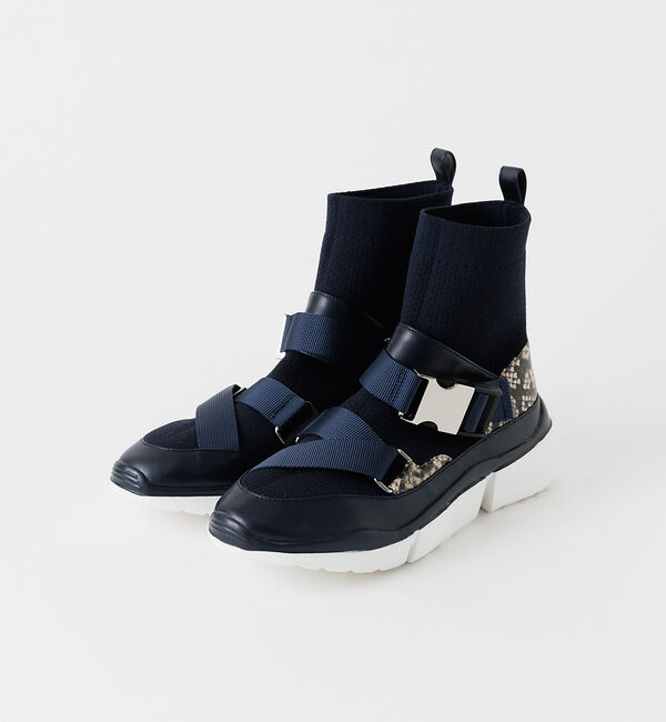 AU BANNISTER「ダブルベルトニットスニーカー」|スニーカー|ネイビー