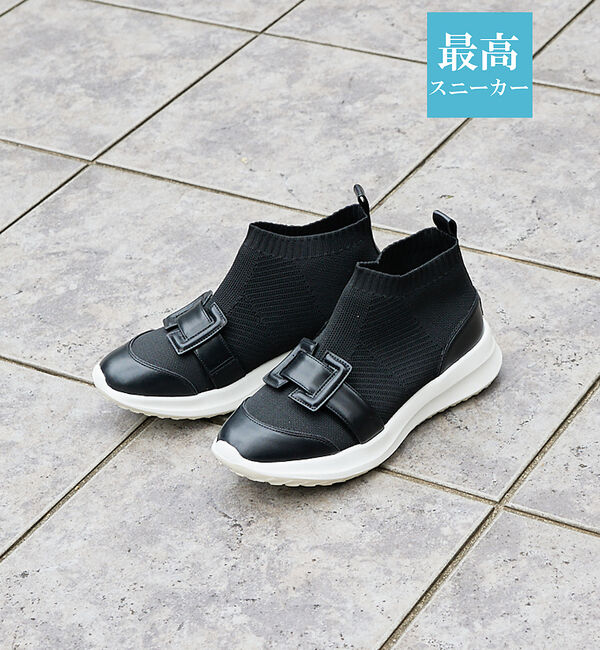 AU BANNISTER「【最高スニーカー】モチーフ付きストレッチシューズ」|スニーカー|ブラック