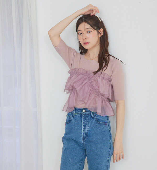 SELFIST「マルチWAYフリル付ニット」|ニット・セーター|ピンク