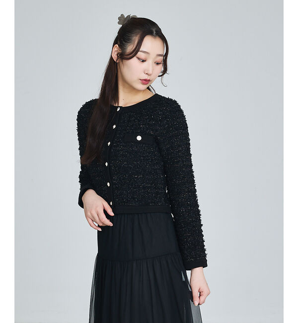 SELFIST「ラメフリンジカーディガン」|カーディガン|ブラック