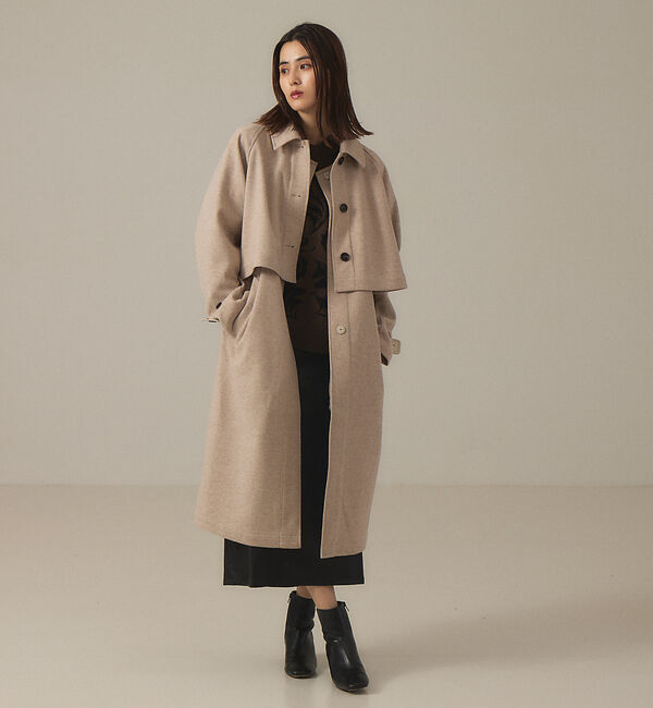 abahouse mavie「【マルチWAY】ジャージーメルトンステンカラーコート」|ステンカラーコート|ベージュ