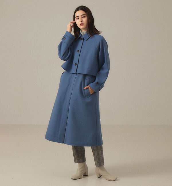 abahouse mavie「【マルチWAY】ジャージーメルトンステンカラーコート」|ステンカラーコート|ブルー