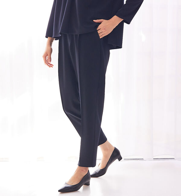abahouse mavie「カットジョーゼットイージーテーパードパンツ」|その他|ダークネイビー