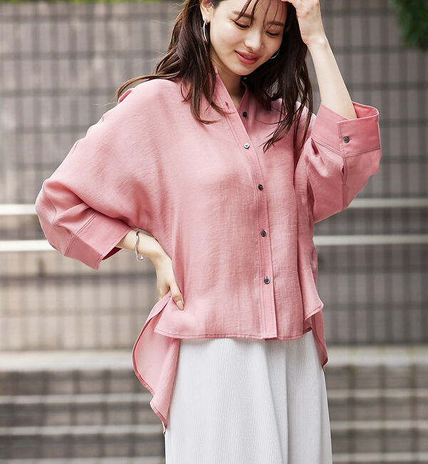 abahouse mavie「シアードルマンシャツ」|シャツ・ブラウス|スモークピンク