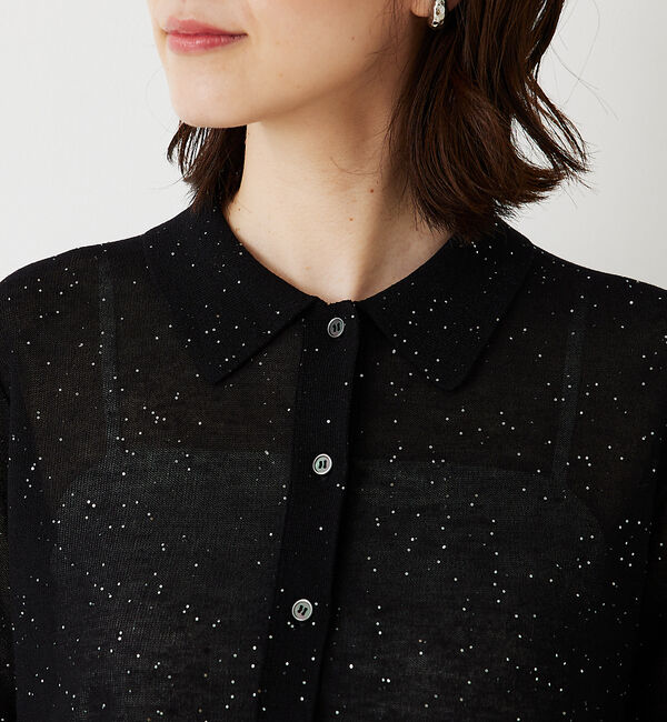 abahouse mavie「【アンサンブル対応】スパンコールシアーニットシャツ」|ニット・セーター|