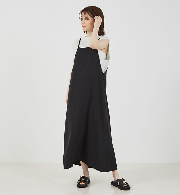 abahouse mavie「【大人のいちまんワンピ】クールタッチサテンキャミジャンスカ」|ジャンパースカート|