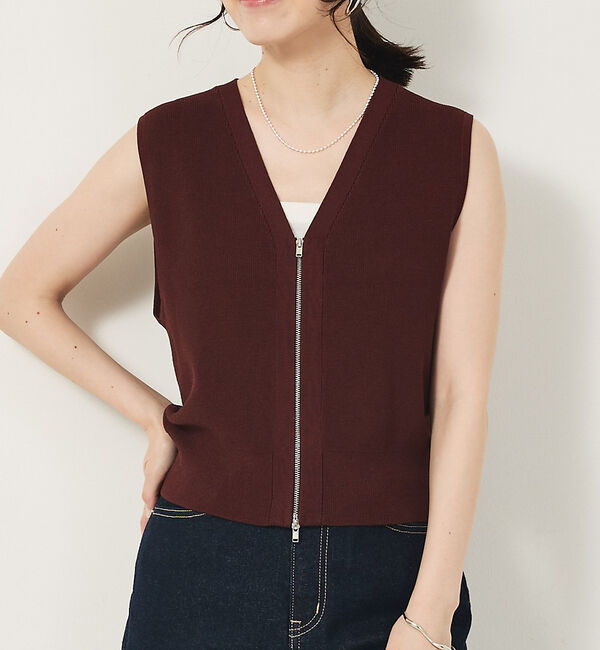 abahouse mavie「【セットアップ対応】ジップニットベスト」|ベスト・ジレ|ブラウン