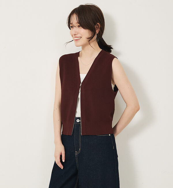 abahouse mavie「【セットアップ対応】ジップニットベスト」|ベスト・ジレ|