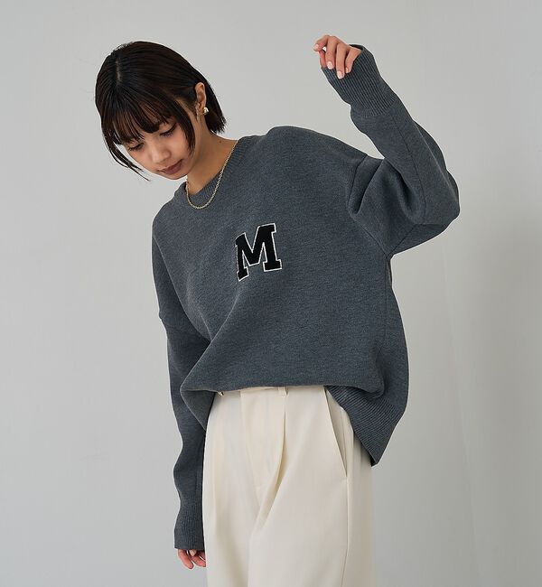 abahouse mavie「スウェットライク刺繍ニット【予約】」|ニット・セーター|