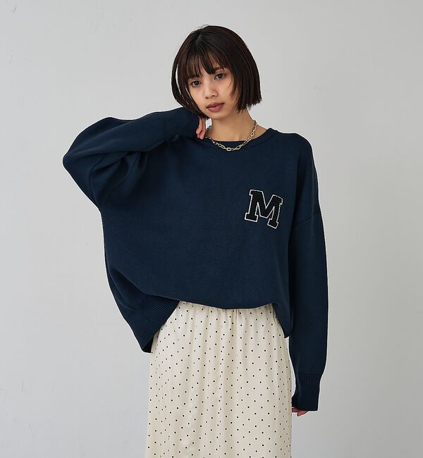 abahouse mavie「スウェットライク刺繍ニット【予約】」|ニット・セーター|