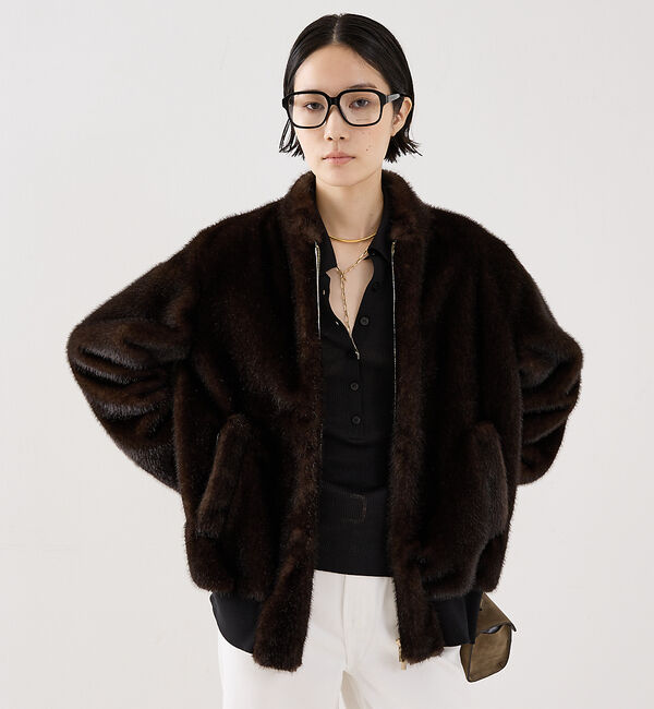 The Store by C' 「【COCUCA】フェイクファーブルゾン」|ブルゾン・スタジャン|ダークブラウン