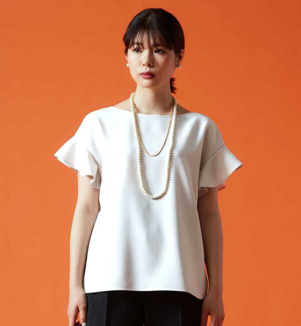 TIARA「麻調2WAYフリルブラウス」|シャツ・ブラウス|ホワイト