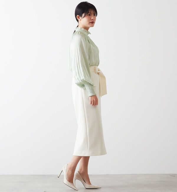 TIARA「《定番》ヴィンテージサテン2WAYフリルネックブラウス」|シャツ・ブラウス|