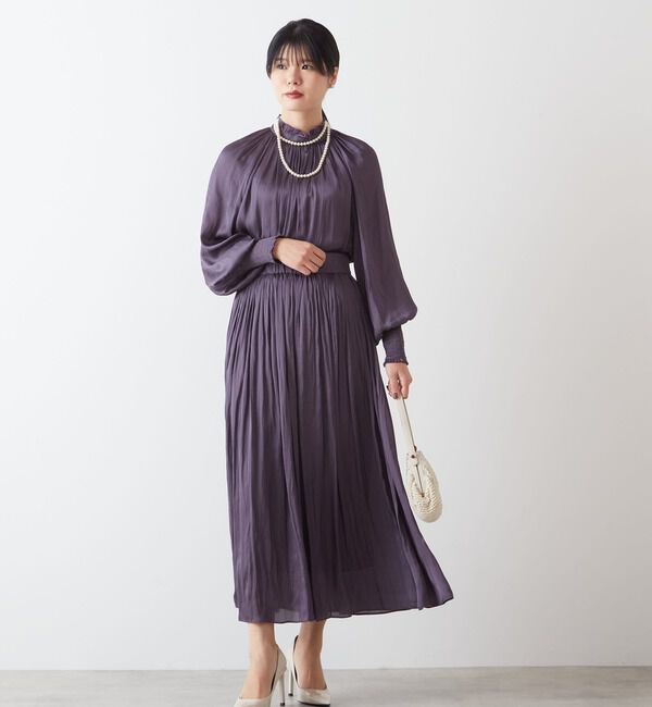 TIARA「《定番》ヴィンテージサテン2WAYフリルネックブラウス」|シャツ・ブラウス|