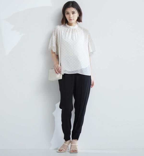 TIARA「ドット&times;ドットハイネックフリルブラウス」|シャツ・ブラウス|