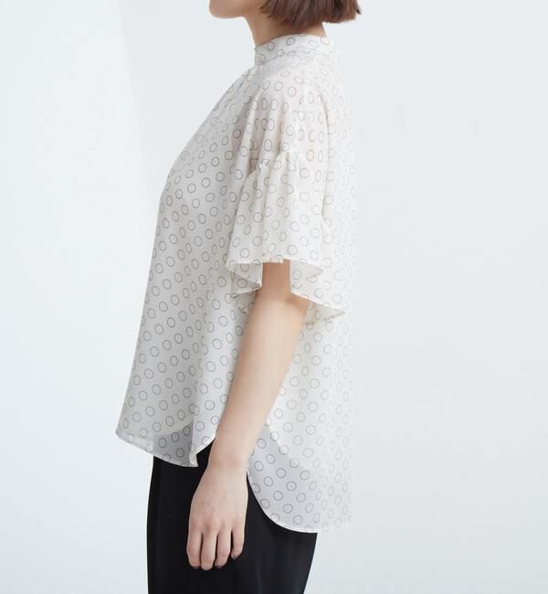 TIARA「ドット&times;ドットハイネックフリルブラウス」|シャツ・ブラウス|