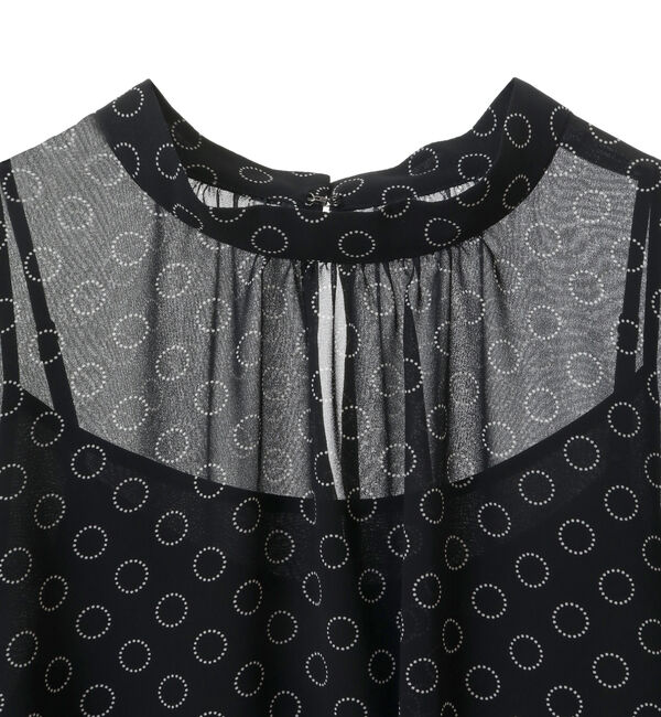 TIARA「ドット&times;ドットハイネックフリルブラウス」|シャツ・ブラウス|