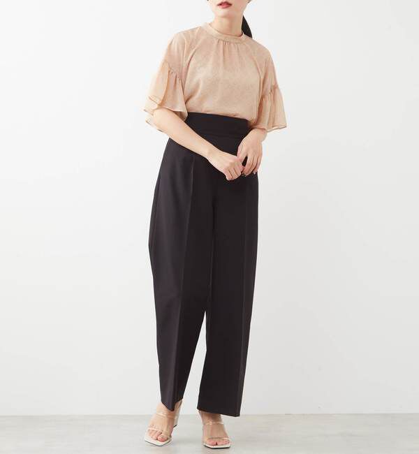 TIARA「ドット&times;ドットハイネックフリルブラウス」|シャツ・ブラウス|