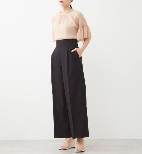 TIARA「ドット&times;ドットハイネックフリルブラウス」|シャツ・ブラウス|