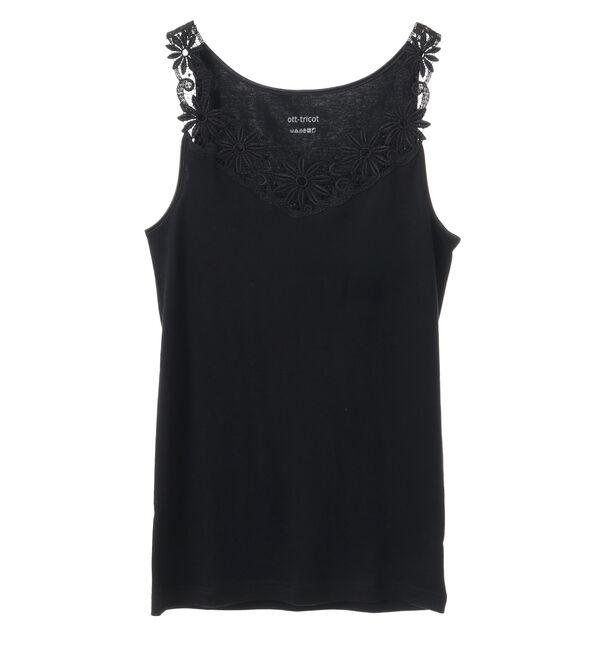 TIARA「【Ott-tricot/オットトリコット】レースタンクトップ」|タンクトップ|ブラック