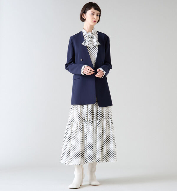 TIARA「ドットプリントボウタイティアードワンピース」|ワンピース|