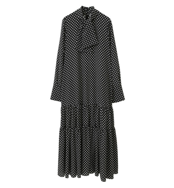 TIARA「ドットプリントボウタイティアードワンピース」|ワンピース|ブラック