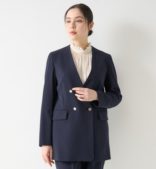 TIARA「ノーカラーダブルジャケット（セットアップ対応）」|ノーカラージャケット|