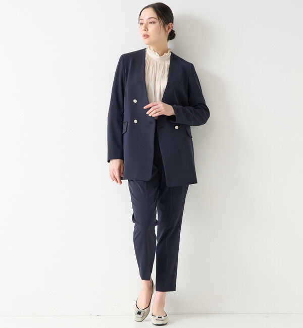 TIARA「ノーカラーダブルジャケット（セットアップ対応）」|ノーカラージャケット|